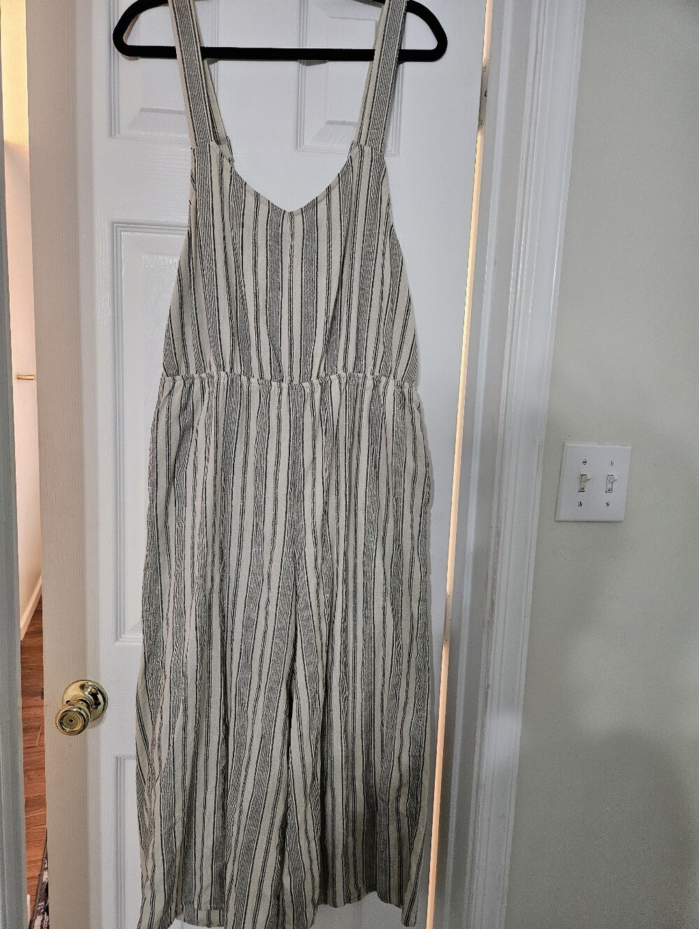 Roxy Striped Linen-Blend Wide Leg Jumpsuit